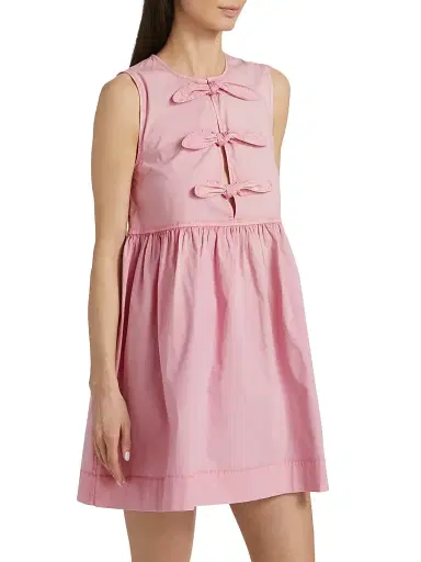 Ganni Women's Bow Stretch-Cotton Sleeveless Minidress | Thumbnail 4 Ganni Women's Bow Stretch-Cotton Sleeveless Minidress | Thumbnail 4