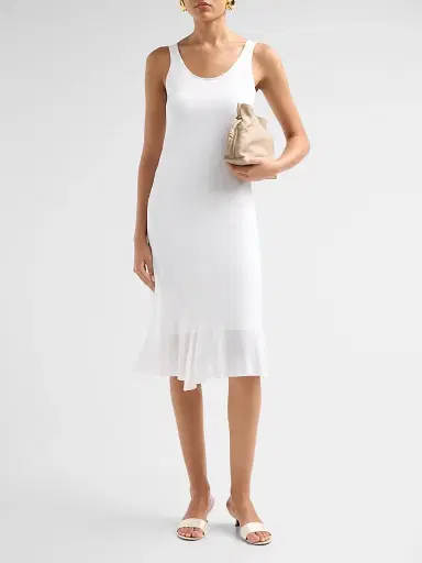 Toteme Women's Fluted Hem Midi Dress - Optic White | Thumbnail 2 Toteme Women's Fluted Hem Midi Dress - Optic White | Thumbnail 2