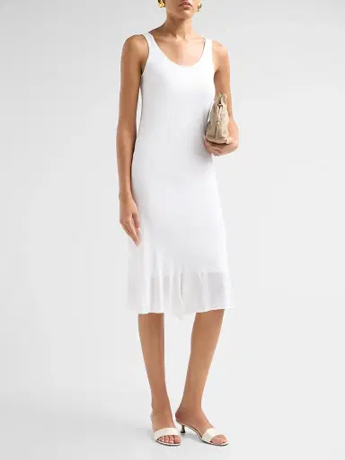 Toteme Women's Fluted Hem Midi Dress - Optic White | Thumbnail 4 Toteme Women's Fluted Hem Midi Dress - Optic White | Thumbnail 4