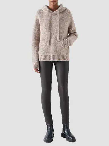 Akris punto Women's Fluffy Alpaca-Wool Knit Hoodie - Oat - Size 16 | Thumbnail 2 Akris punto Women's Fluffy Alpaca-Wool Knit Hoodie - Oat - Size 16 | Thumbnail 2
