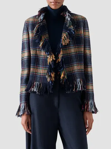 Akris punto Women's Plaid Tweed Wool-Blend Jacket | Thumbnail 4 Akris punto Women's Plaid Tweed Wool-Blend Jacket | Thumbnail 4