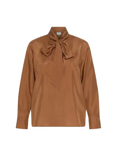 Marella Women's Habutai Silk Shirt - Tobacco Brown | Thumbnail 1 Marella Women's Habutai Silk Shirt - Tobacco Brown | Thumbnail 1