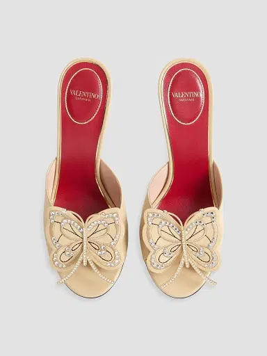 Valentino Garavani Women's Flutterby 150MM Kidskin Slide Sandals with Butterfly Detail - Rope - Size 12 | Thumbnail 4 Valentino Garavani Women's Flutterby 150MM Kidskin Slide Sandals with Butterfly Detail - Rope - Size 12 | Thumbnail 4