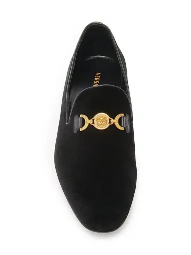 Versace Men's Medusa Velvet Slippers - Black Vibrated Gold - Size 13 | Thumbnail 4 Versace Men's Medusa Velvet Slippers - Black Vibrated Gold - Size 13 | Thumbnail 4