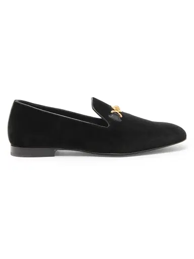 Versace Men's Medusa Velvet Slippers - Black Vibrated Gold - Size 13 | Thumbnail 1 Versace Men's Medusa Velvet Slippers - Black Vibrated Gold - Size 13 | Thumbnail 1