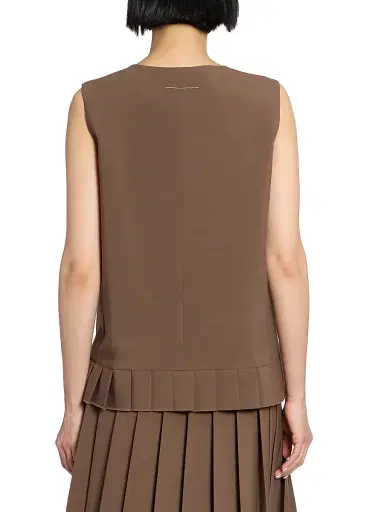 MM6 MAISON MARGIELA Women's Pleated Wool-Blend Tunic Top - Brown - Size 8 | Thumbnail 5 MM6 MAISON MARGIELA Women's Pleated Wool-Blend Tunic Top - Brown - Size 8 | Thumbnail 5