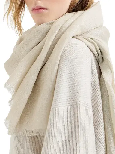 Brunello Cucinelli Women's Cashmere and Silk Sparkling Scarf - Panama | Thumbnail 2 Brunello Cucinelli Women's Cashmere and Silk Sparkling Scarf - Panama | Thumbnail 2