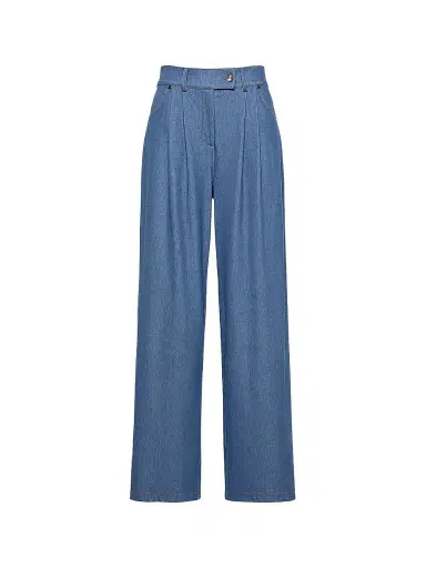 MM Max Mara Women's Denim Effect Jersey Loose Fit Trousers - Avio - Size XL | Thumbnail 1 MM Max Mara Women's Denim Effect Jersey Loose Fit Trousers - Avio - Size XL | Thumbnail 1