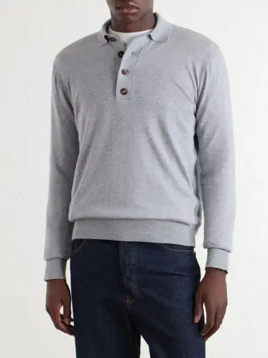 ELEVENTY Cotton and Cashmere-Blend Polo Shirt - Men | Thumbnail 3 ELEVENTY Cotton and Cashmere-Blend Polo Shirt - Men | Thumbnail 3