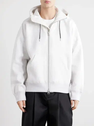 Sacai Cotton-Jersey Zip-Up Hoodie - Men | Thumbnail 3 Sacai Cotton-Jersey Zip-Up Hoodie - Men | Thumbnail 3