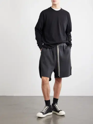 DRKSHDW by Rick Owens Straight-Leg Cotton-Jersey Drawstring Shorts - Men | Thumbnail 2 DRKSHDW by Rick Owens Straight-Leg Cotton-Jersey Drawstring Shorts - Men | Thumbnail 2