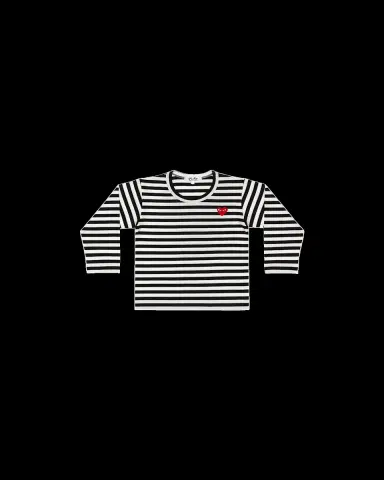 Comme des Garcons Kid's Signature Heart Striped Long-Sleeve T-Shirt, Size 2 | Thumbnail 2 Comme des Garcons Kid's Signature Heart Striped Long-Sleeve T-Shirt, Size 2 | Thumbnail 2