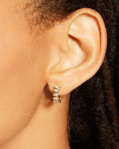 Sydney Evan Marquis Huggie Hoop Earrings | Thumbnail 2 Sydney Evan Marquis Huggie Hoop Earrings | Thumbnail 2