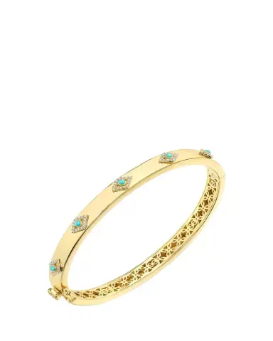 Sydney Evan Bezel Evil Eye Hinged Bangle | Thumbnail 1 Sydney Evan Bezel Evil Eye Hinged Bangle | Thumbnail 1