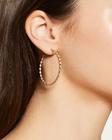 Sydney Evan Yellow Gold Large Marquise Evil Eye Diamond Hoop Earrings | Thumbnail 2 Sydney Evan Yellow Gold Large Marquise Evil Eye Diamond Hoop Earrings | Thumbnail 2