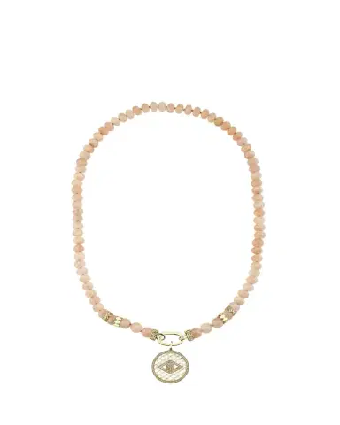 Sydney Evan 14K Yellow Gold Multi Marquise Rondelle Morganite Beaded Necklace with Clip-On Fishnet Charm | Thumbnail 1 Sydney Evan 14K Yellow Gold Multi Marquise Rondelle Morganite Beaded Necklace with Clip-On Fishnet Charm | Thumbnail 1