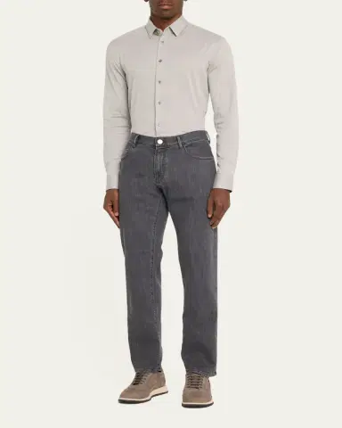 Giorgio Armani Men's Solid Cotton Stretch Sport Shirt | Thumbnail 2 Giorgio Armani Men's Solid Cotton Stretch Sport Shirt | Thumbnail 2
