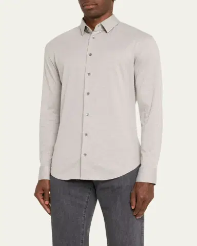 Giorgio Armani Men's Solid Cotton Stretch Sport Shirt | Thumbnail 4 Giorgio Armani Men's Solid Cotton Stretch Sport Shirt | Thumbnail 4