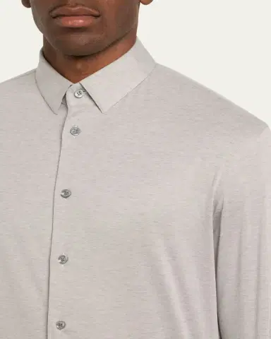 Giorgio Armani Men's Solid Cotton Stretch Sport Shirt | Thumbnail 5 Giorgio Armani Men's Solid Cotton Stretch Sport Shirt | Thumbnail 5