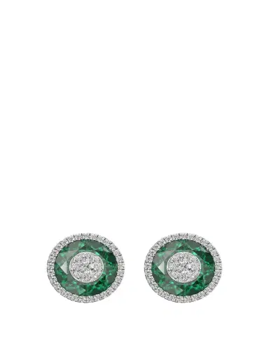 Bhansali 18K White Gold 10mm Halo Fusion Stud Earrings with Diamonds | Thumbnail 1 Bhansali 18K White Gold 10mm Halo Fusion Stud Earrings with Diamonds | Thumbnail 1