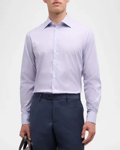 Giorgio Armani Men's Micro-Stripe Dress Shirt | Thumbnail 4 Giorgio Armani Men's Micro-Stripe Dress Shirt | Thumbnail 4