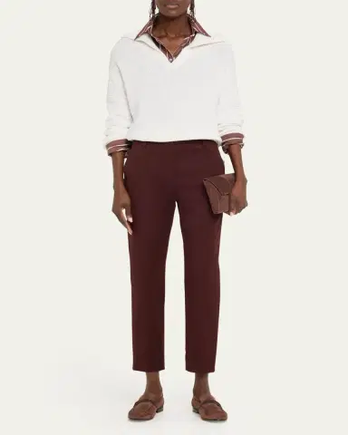 Brunello Cucinelli Johnny Collar Cotton English Ribbed Sweater | Thumbnail 2 Brunello Cucinelli Johnny Collar Cotton English Ribbed Sweater | Thumbnail 2