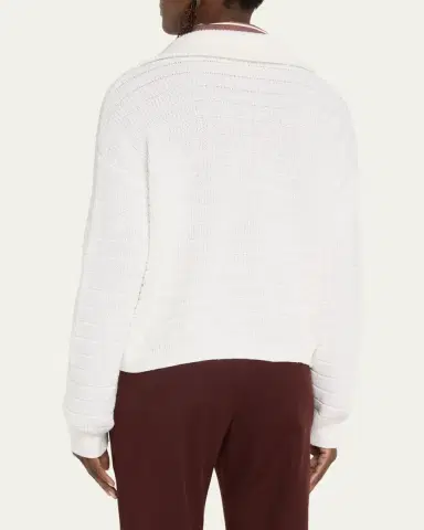 Brunello Cucinelli Johnny Collar Cotton English Ribbed Sweater | Thumbnail 3 Brunello Cucinelli Johnny Collar Cotton English Ribbed Sweater | Thumbnail 3