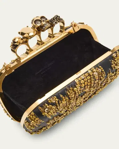 McQueen Skull Four Ring Embellished Clutch Bag | Thumbnail 4 McQueen Skull Four Ring Embellished Clutch Bag | Thumbnail 4