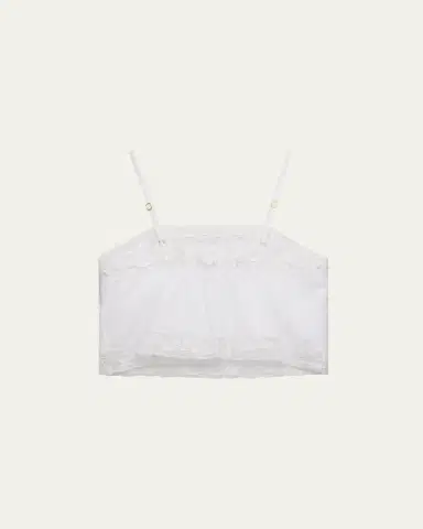 LoveShackFancy Girl's Quince Cotton Lace Crop Top, Size 7-14 | Thumbnail 2 LoveShackFancy Girl's Quince Cotton Lace Crop Top, Size 7-14 | Thumbnail 2
