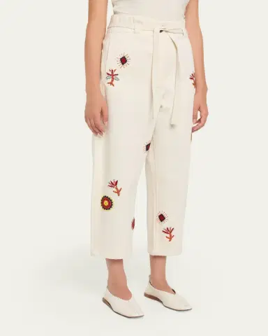 Kartik Research Fauji Tie-Waist Embroidered Pants | Thumbnail 4 Kartik Research Fauji Tie-Waist Embroidered Pants | Thumbnail 4