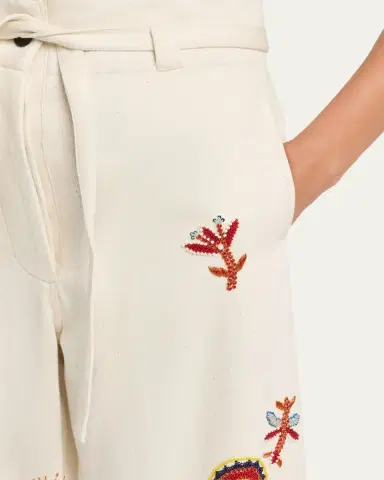 Kartik Research Fauji Tie-Waist Embroidered Pants | Thumbnail 5 Kartik Research Fauji Tie-Waist Embroidered Pants | Thumbnail 5