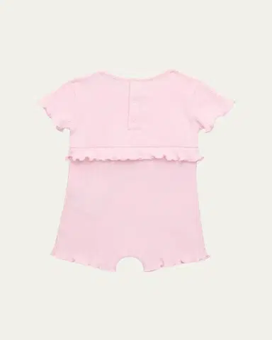 Moncler Girl's Ruffled Cotton Romper, Size 3M-18M | Thumbnail 2 Moncler Girl's Ruffled Cotton Romper, Size 3M-18M | Thumbnail 2