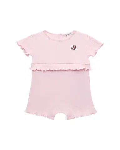Moncler Girl's Ruffled Cotton Romper, Size 3M-18M | Thumbnail 1 Moncler Girl's Ruffled Cotton Romper, Size 3M-18M | Thumbnail 1