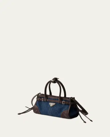 Prada Bonnie Denim & Leather Top-Handle Bag | Thumbnail 3 Prada Bonnie Denim & Leather Top-Handle Bag | Thumbnail 3