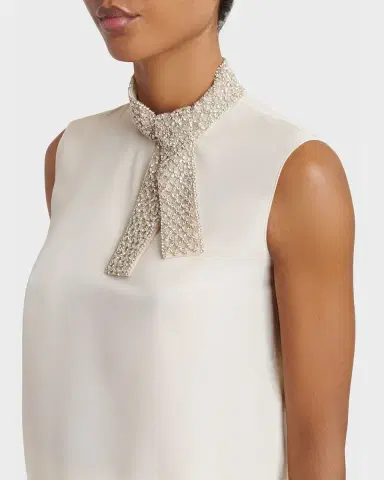 Valentino Garavani Silk Tie Neck Sleeveless Blouse | Thumbnail 5 Valentino Garavani Silk Tie Neck Sleeveless Blouse | Thumbnail 5