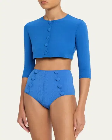 Lisa Marie Fernandez Crepe Cropped Cardigan | Thumbnail 4 Lisa Marie Fernandez Crepe Cropped Cardigan | Thumbnail 4