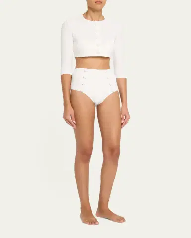 Lisa Marie Fernandez Crepe Cropped Cardigan | Thumbnail 2 Lisa Marie Fernandez Crepe Cropped Cardigan | Thumbnail 2