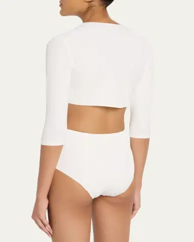 Lisa Marie Fernandez Crepe Cropped Cardigan | Thumbnail 3 Lisa Marie Fernandez Crepe Cropped Cardigan | Thumbnail 3