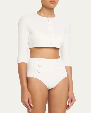 Lisa Marie Fernandez Crepe Cropped Cardigan | Thumbnail 4 Lisa Marie Fernandez Crepe Cropped Cardigan | Thumbnail 4