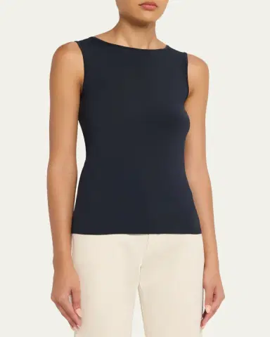 MAJESTIC FILATURES Bateau-Neck Stretch Jersey Tank Top | Thumbnail 4 MAJESTIC FILATURES Bateau-Neck Stretch Jersey Tank Top | Thumbnail 4