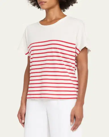 MAJESTIC FILATURES Striped Organic Cotton Crewneck Top | Thumbnail 4 MAJESTIC FILATURES Striped Organic Cotton Crewneck Top | Thumbnail 4