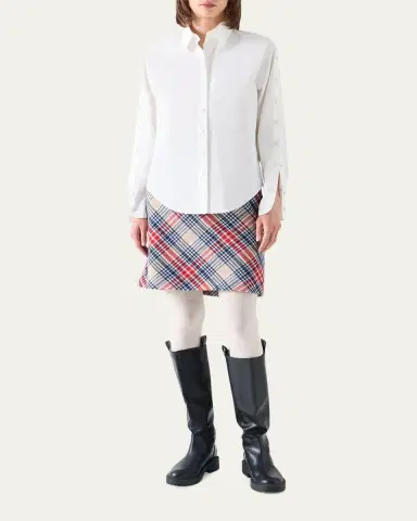 Akris punto Snap-Sleeve Cotton Poplin Button-Down Blouse | Thumbnail 2 Akris punto Snap-Sleeve Cotton Poplin Button-Down Blouse | Thumbnail 2