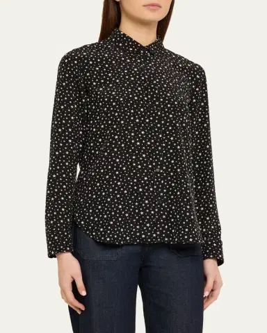 Nili Lotan Spotted Silk Button-Down Blouse | Thumbnail 4 Nili Lotan Spotted Silk Button-Down Blouse | Thumbnail 4