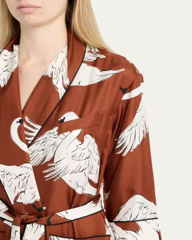 Olivia von Halle Capability Swan-Print Silk Robe | Thumbnail 5 Olivia von Halle Capability Swan-Print Silk Robe | Thumbnail 5