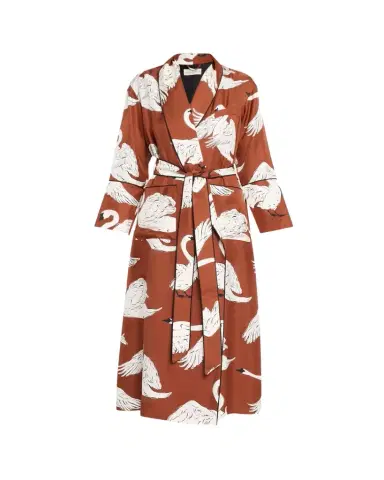 Olivia von Halle Capability Swan-Print Silk Robe | Thumbnail 1 Olivia von Halle Capability Swan-Print Silk Robe | Thumbnail 1