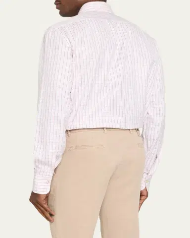 Kiton Men's Mini Check Cotton Sport Shirt | Thumbnail 3 Kiton Men's Mini Check Cotton Sport Shirt | Thumbnail 3