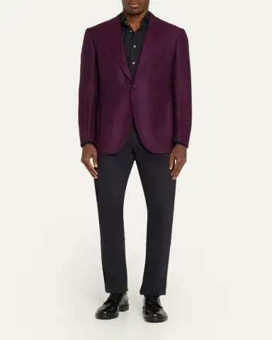 Cesare Attolini Men's Cashmere Diagonal-Texture Single-Breasted Sport Coat | Thumbnail 2 Cesare Attolini Men's Cashmere Diagonal-Texture Single-Breasted Sport Coat | Thumbnail 2