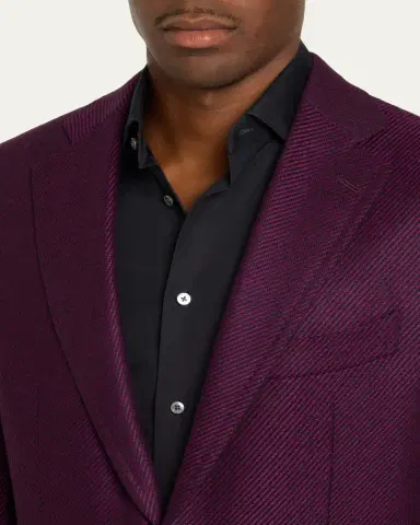 Cesare Attolini Men's Cashmere Diagonal-Texture Single-Breasted Sport Coat | Thumbnail 5 Cesare Attolini Men's Cashmere Diagonal-Texture Single-Breasted Sport Coat | Thumbnail 5