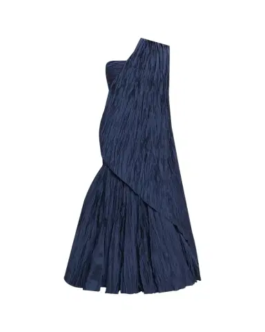 Marmar Halim One-Shoulder Drape Pleated Satin Trumpet Gown | Thumbnail 1 Marmar Halim One-Shoulder Drape Pleated Satin Trumpet Gown | Thumbnail 1