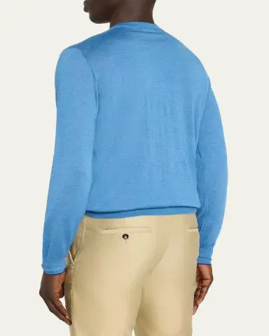 Cesare Attolini Men's Solid Cashmere Crewneck Sweater | Thumbnail 3 Cesare Attolini Men's Solid Cashmere Crewneck Sweater | Thumbnail 3